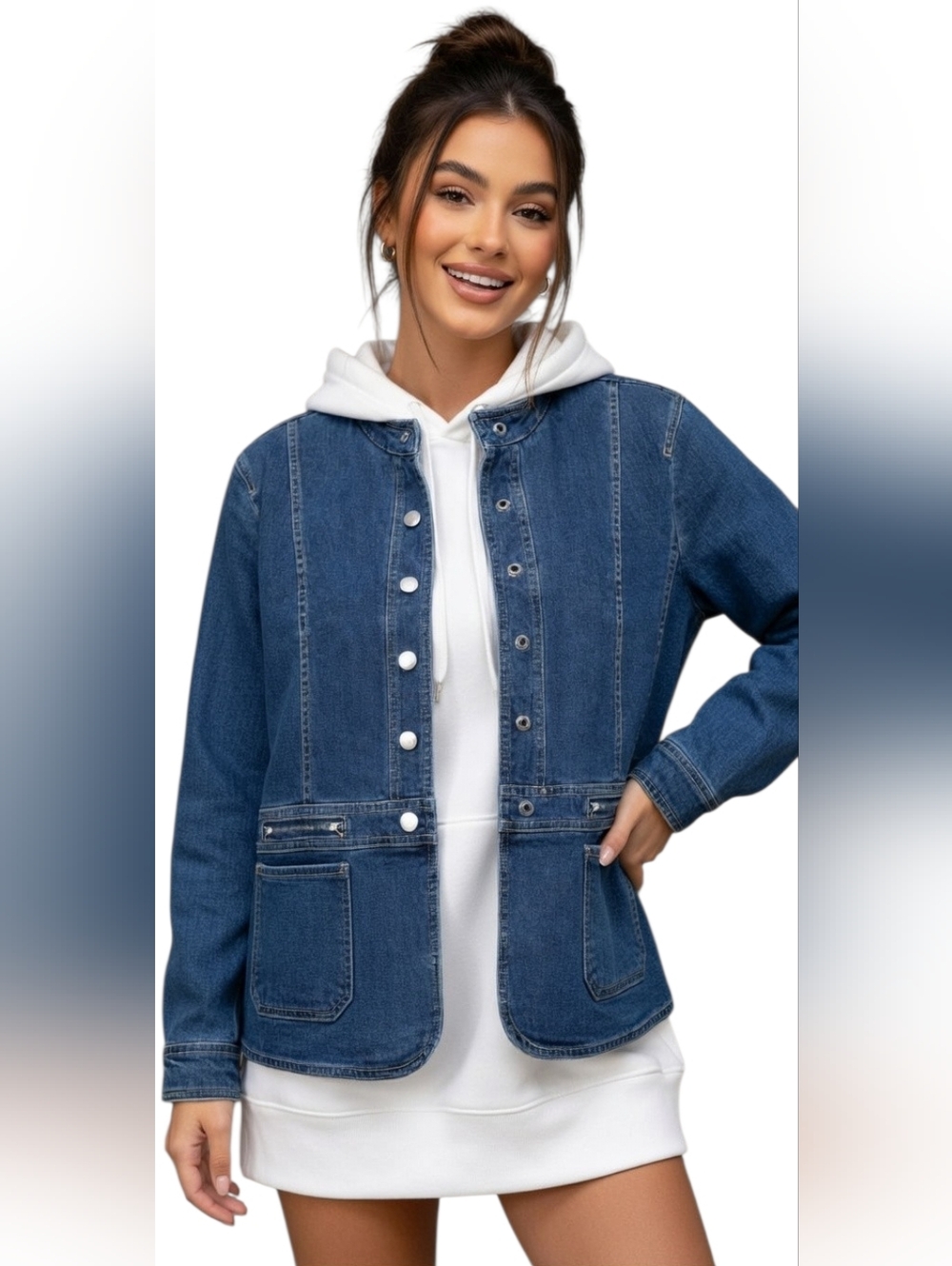 Women's STYLE & CO Blue Denim Jacket (SIZE : LARGE )